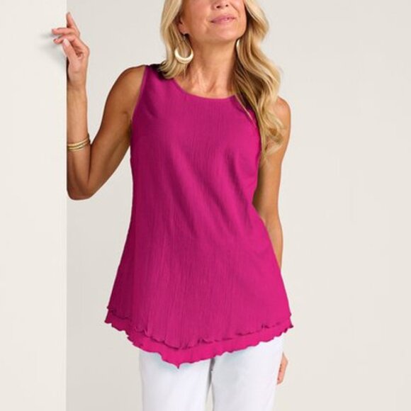 Soft Surroundings Siesta Key Tank Top 3X Coral Pink 100% Cotton Lagenlook - Picture 12 of 14